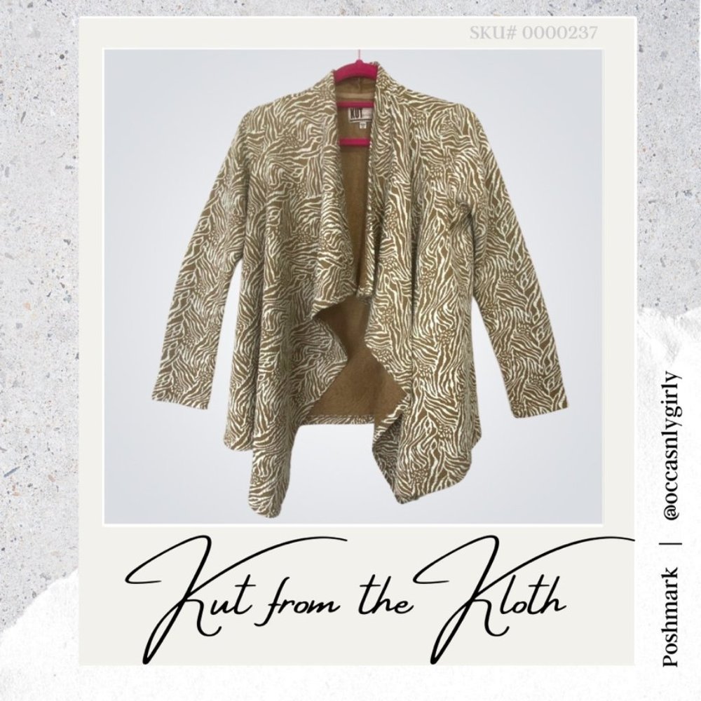 KUT from the Kloth Tan & White Zebra Open Cardigan